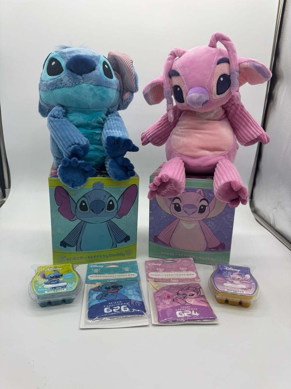 Scentsy Disney Stitch and Angel Buddy Bundle with Scent Paks and Wax Bars